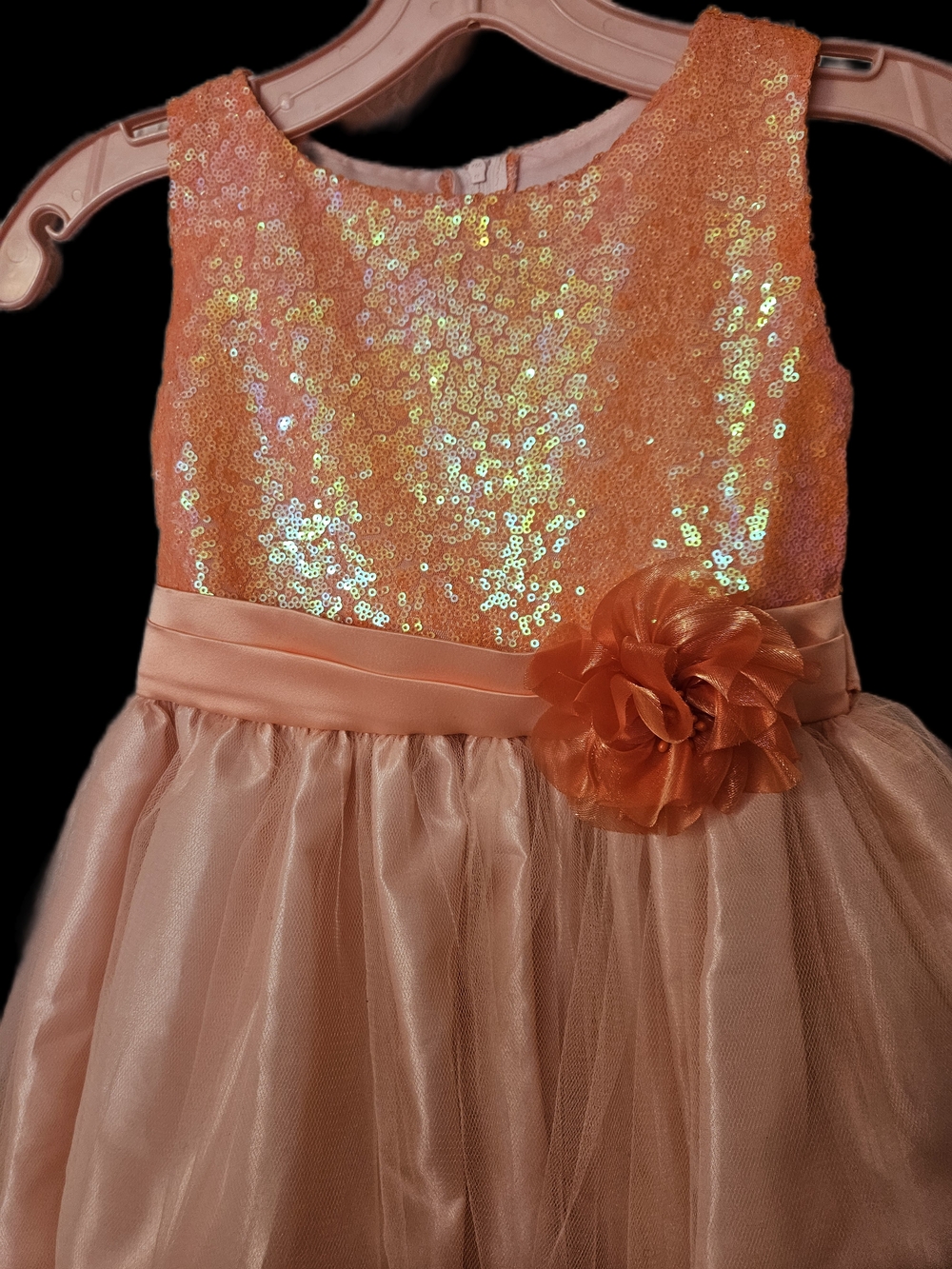 Ellie Kids Peach Sequin Party Dress
